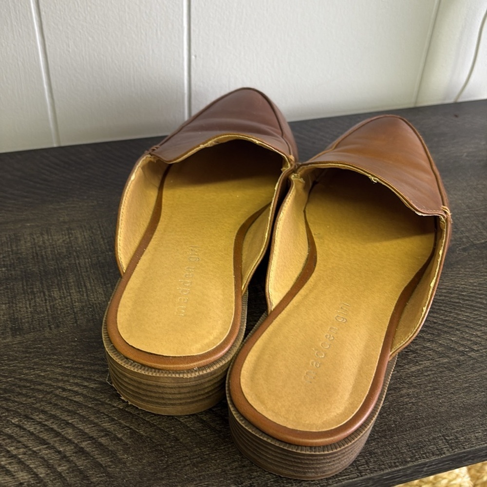 Madden Girl Brown Leather Slip-On Loafers - Picture 3 of 4